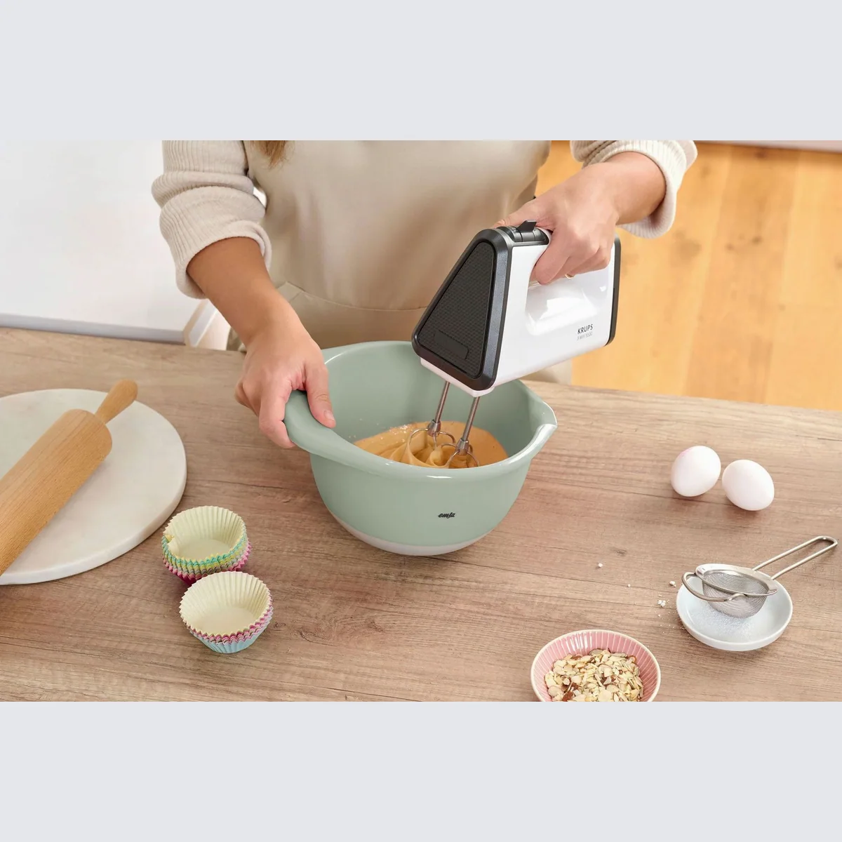 Emsa Rührschüssel K324S3 Prep&Bake, 3-teilig, rutschfester Boden, Ausgießlippe, stapelbar 5