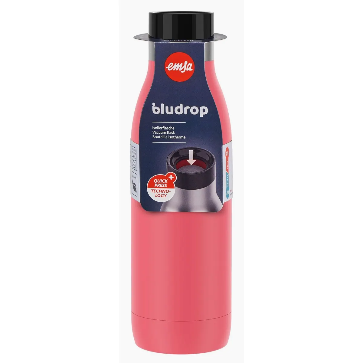 Emsa Bludrop Isolierflasche, Edelstahl, 360° Trinkgenuss, 12h warm/24h kühl 2