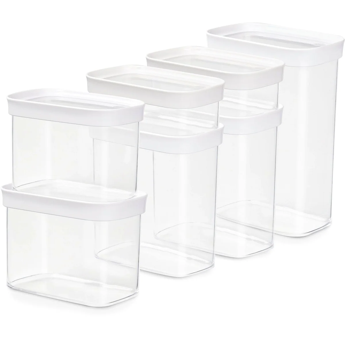 Emsa Optima Vorratsdose Set, 7-teilig, platzsparend, hygienisch, transparent