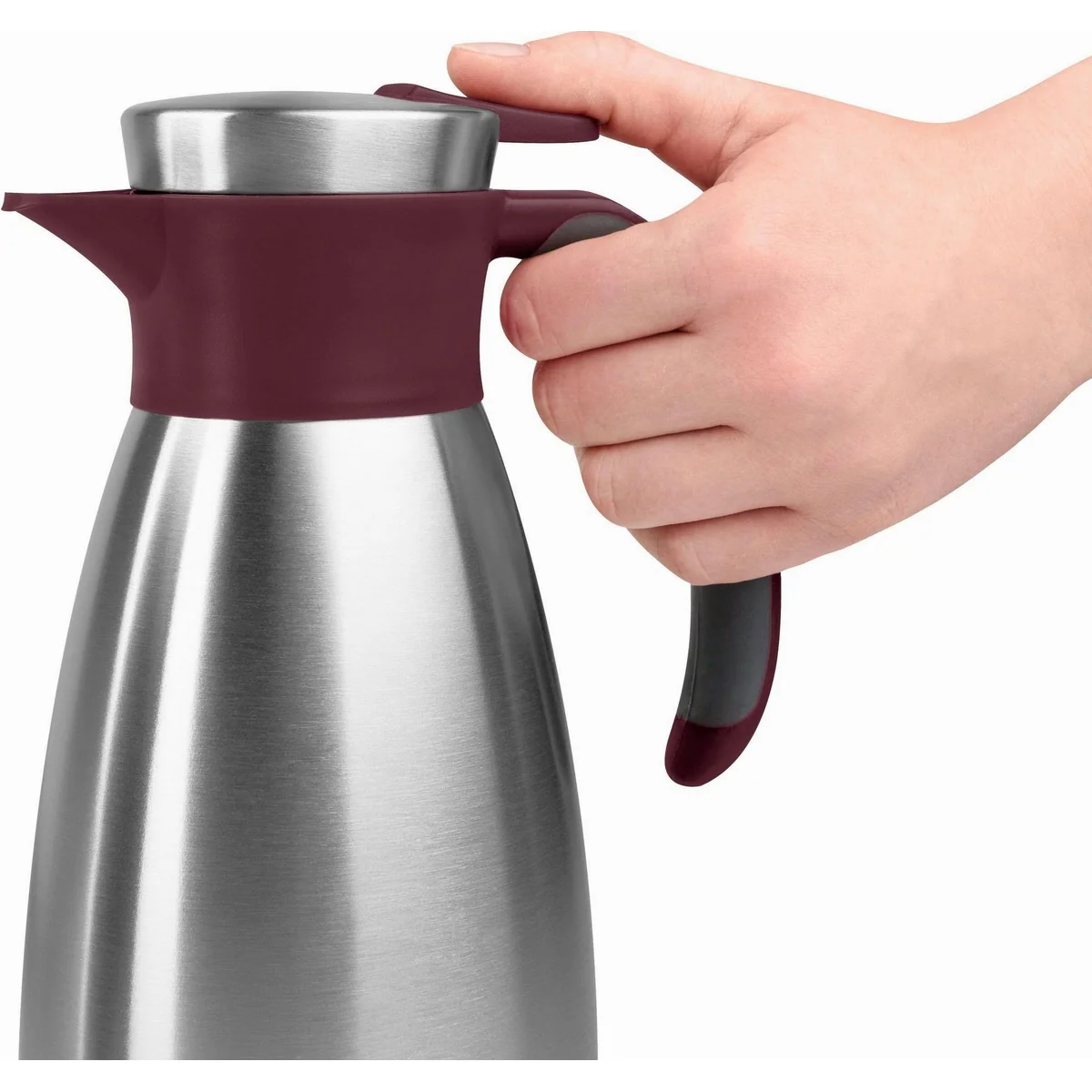 Emsa Isolierkanne Soft Grip, 1 l, rutschfester Halt, Quick Tip Verschluss 2