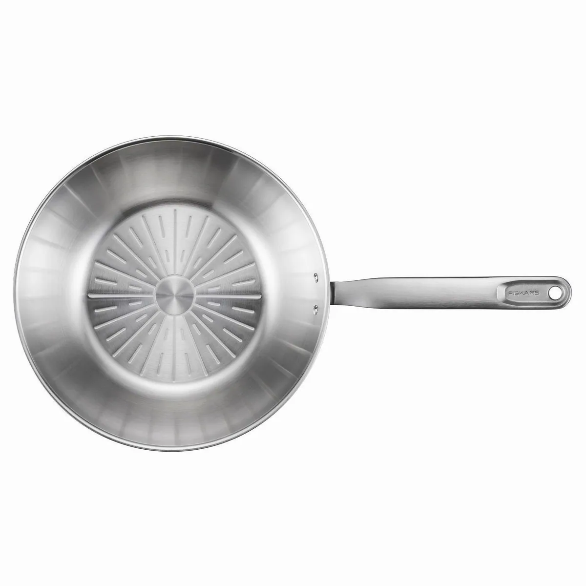 Fiskars All Steel Pure Wok-Pfanne 28 cm, unbeschichtet, rostfreier Edelstahl 2
