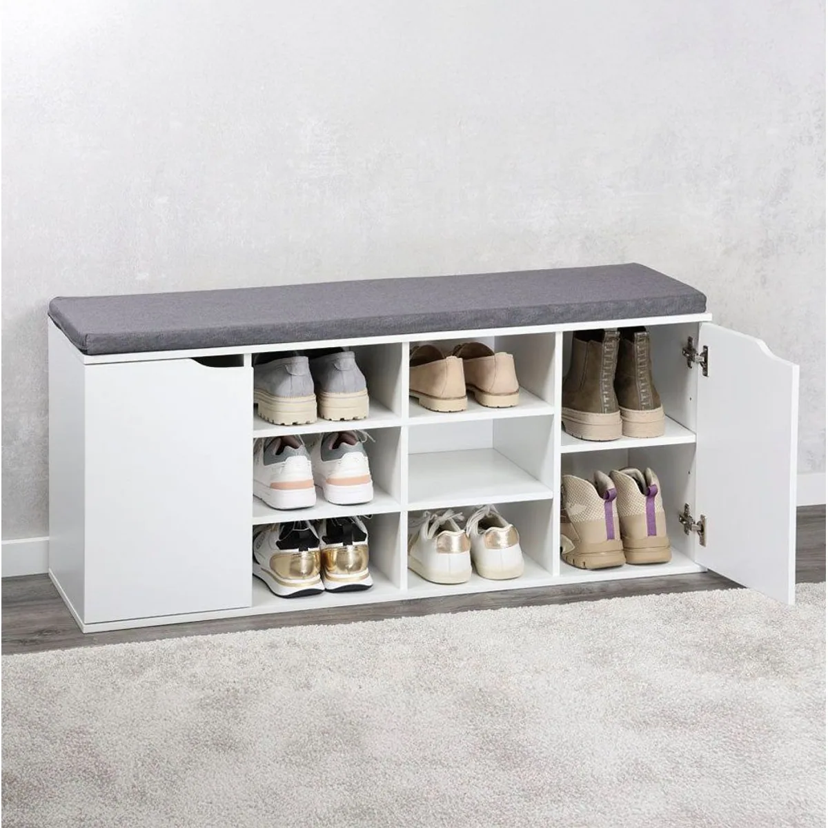 Kesper Schuhschrank mit Sitzkissen, 2 Türen, FSC-zertifiziert — stabil, variabel einstellbar, puristisches Design 3