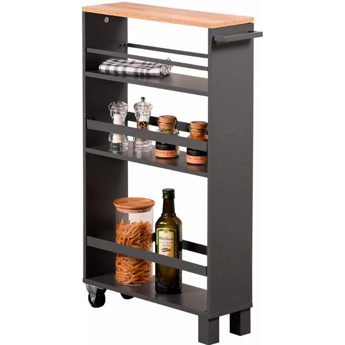 Kesper Nischenwagen, platzsparendes Design, FSC-zertifiziert, mit 2 Rollen 2