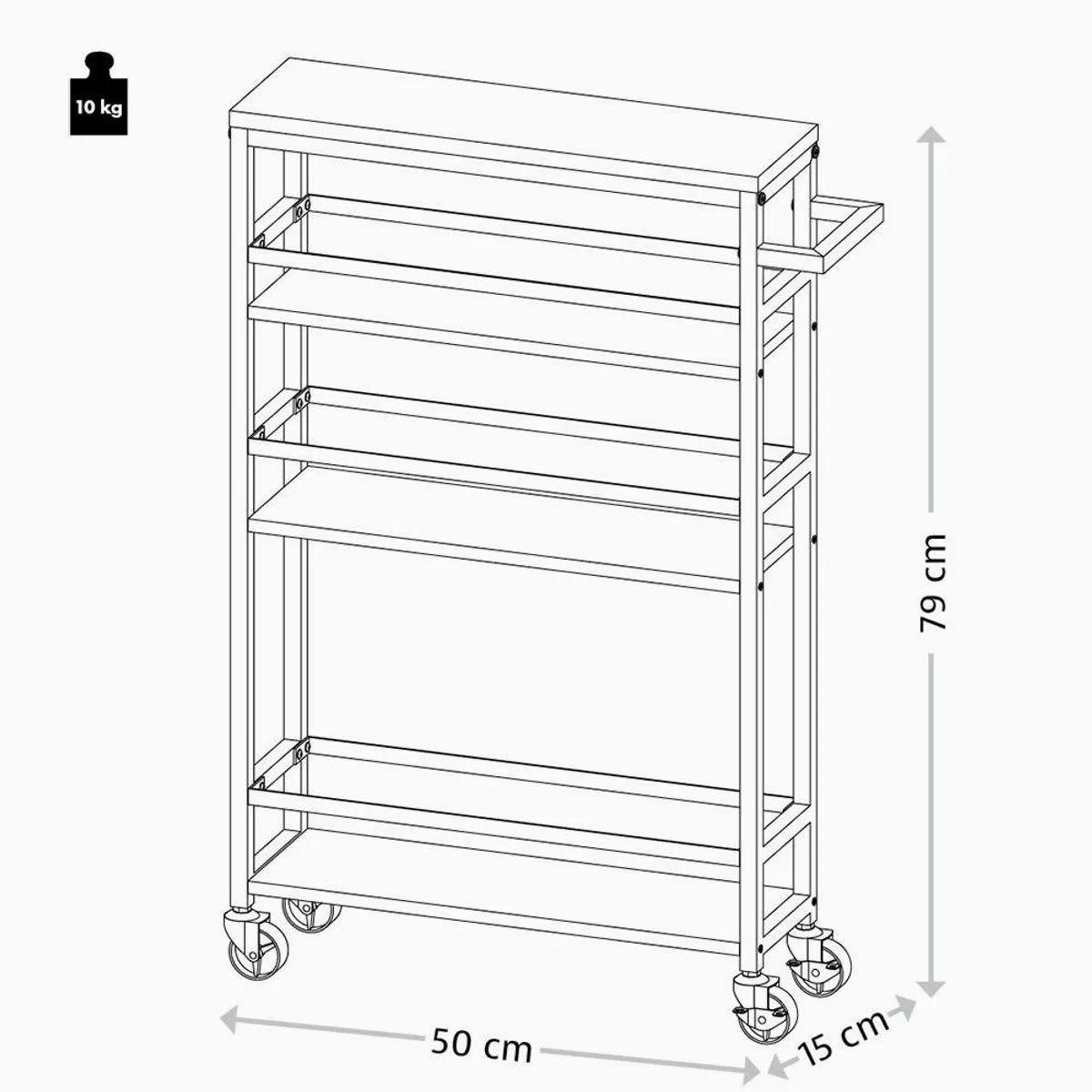 Kesper Nischenwagen, platzsparendes Design, FSC-zertifiziert, mit 2 Rollen 5