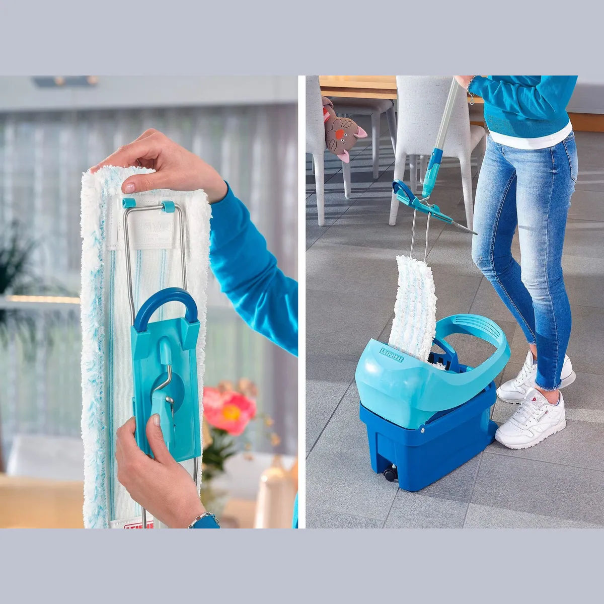 Leifheit Bodenwischer Profi XL micro duo, 2-Faser-Wischbezug, 360°-Drehgelenk, waschbar bei 60°C 5