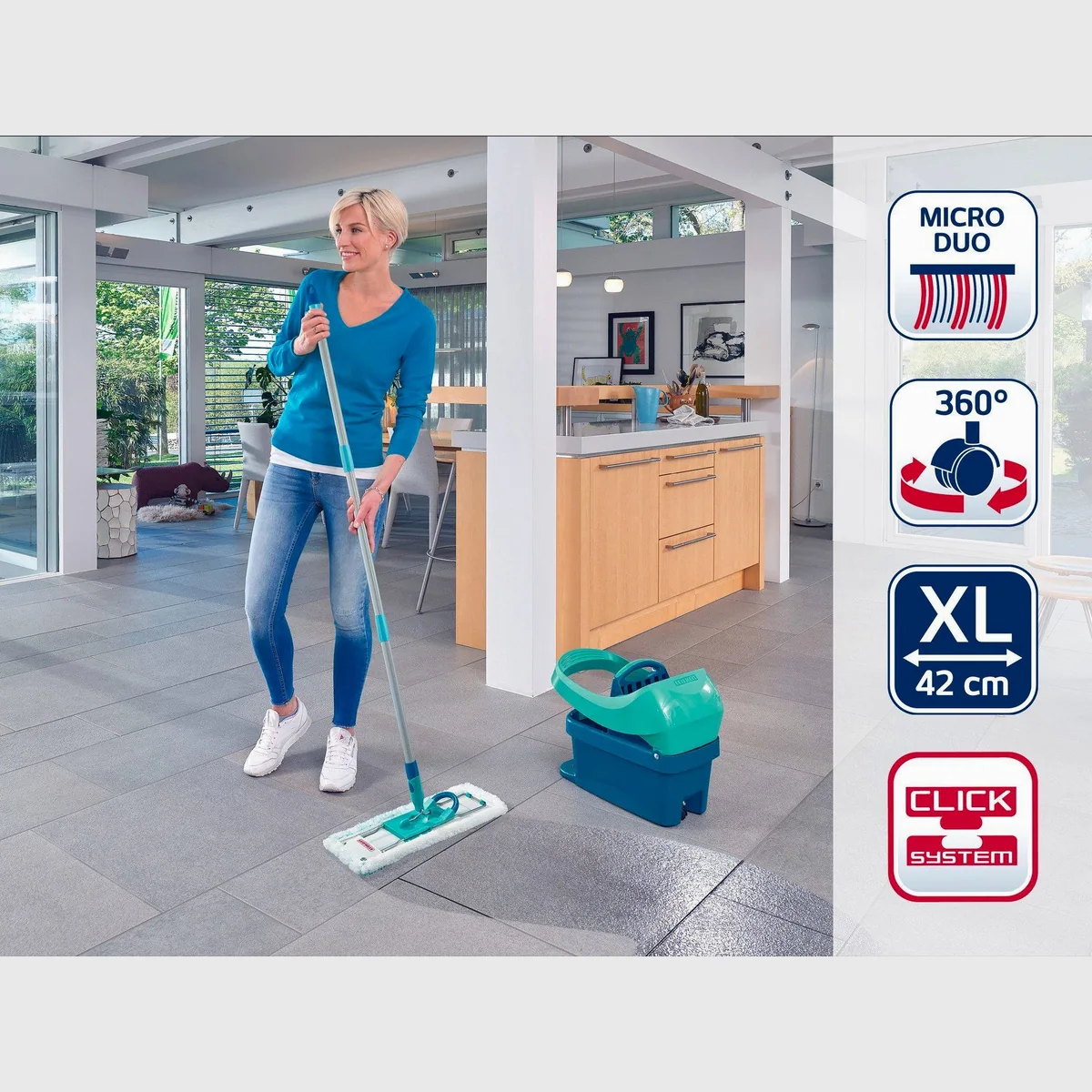 Leifheit Wischmopp Set Profi XL, 360° Drehgelenk, 42cm Wischbreite, Waschbar bei 60°C 3