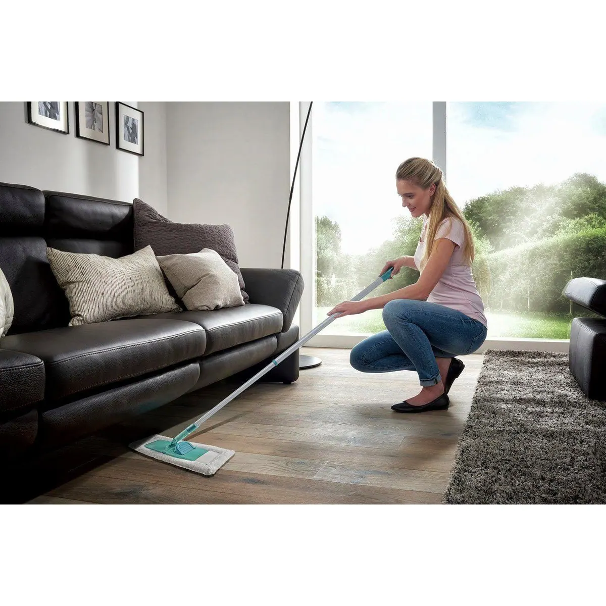 Leifheit Bodenwischer-Set Classic XL microfibre, 100% Mikrofaser, Teleskopstiel, hohe Flexibilität 4