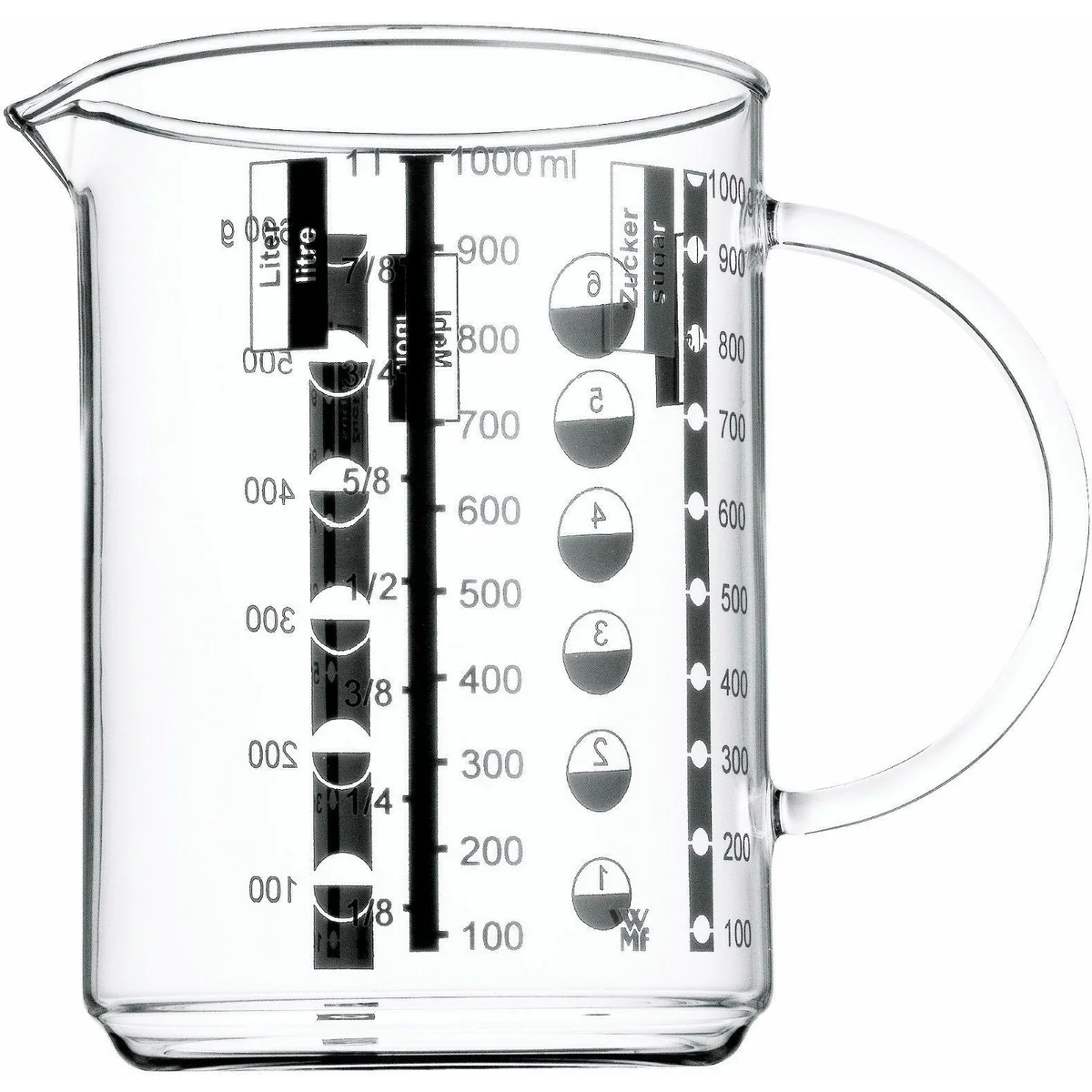 WMF Messbecher Gourmet, präzise Messskalen, hochwertiges Glas, vielseitig einsetzbar