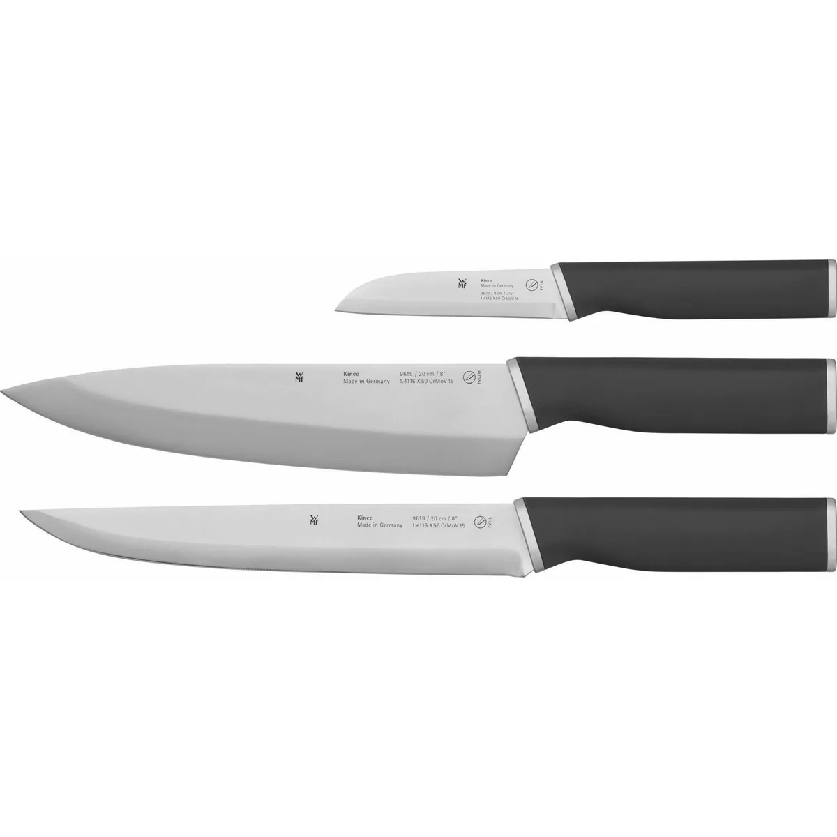 WMF Kineo Messer-Set, 3-teilig, Kochmesser 33 cm, Fleischmesser 33 cm, Gemüsemesser 20,3 cm