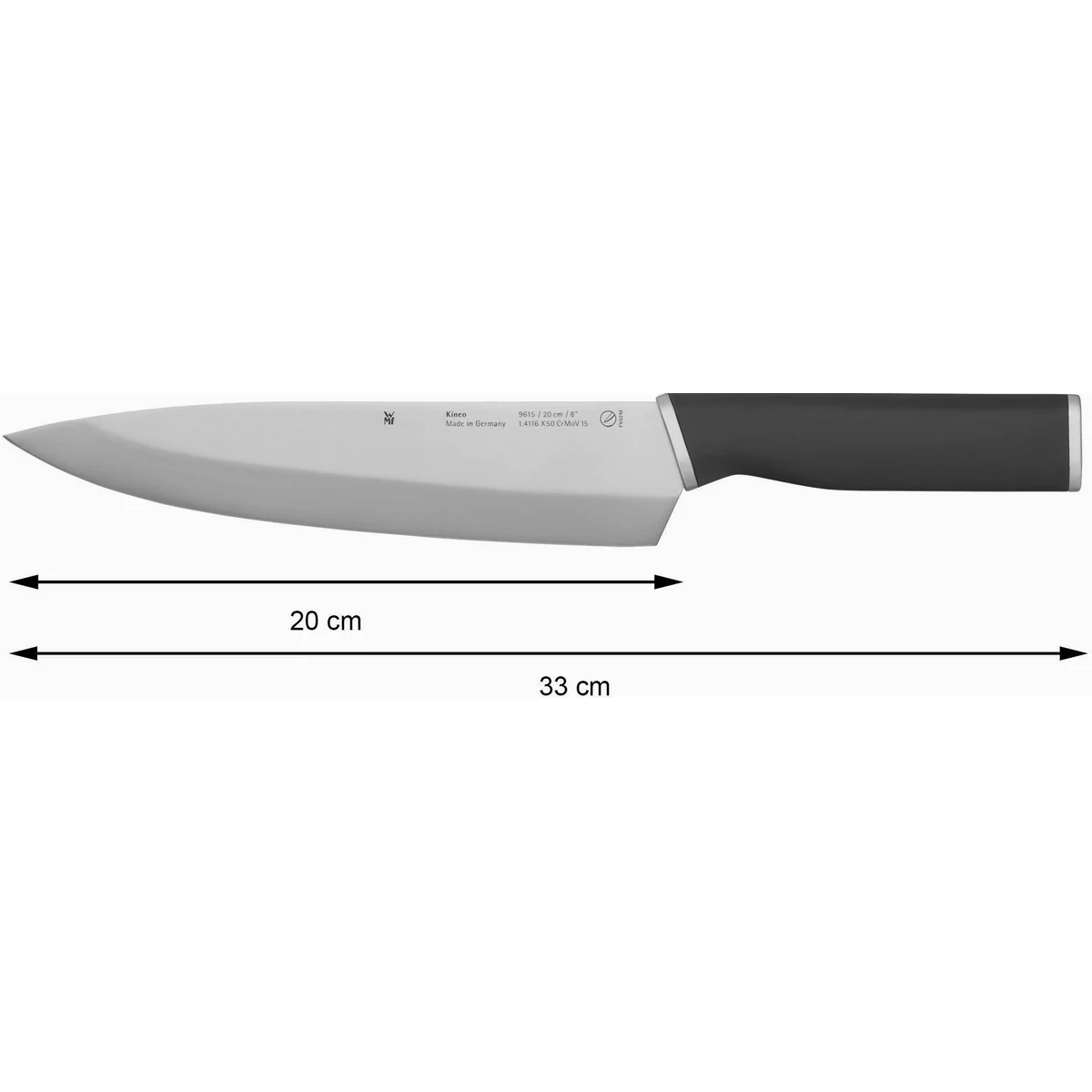 WMF Kineo Messer-Set, 3-teilig, Kochmesser 33 cm, Fleischmesser 33 cm, Gemüsemesser 20,3 cm 3