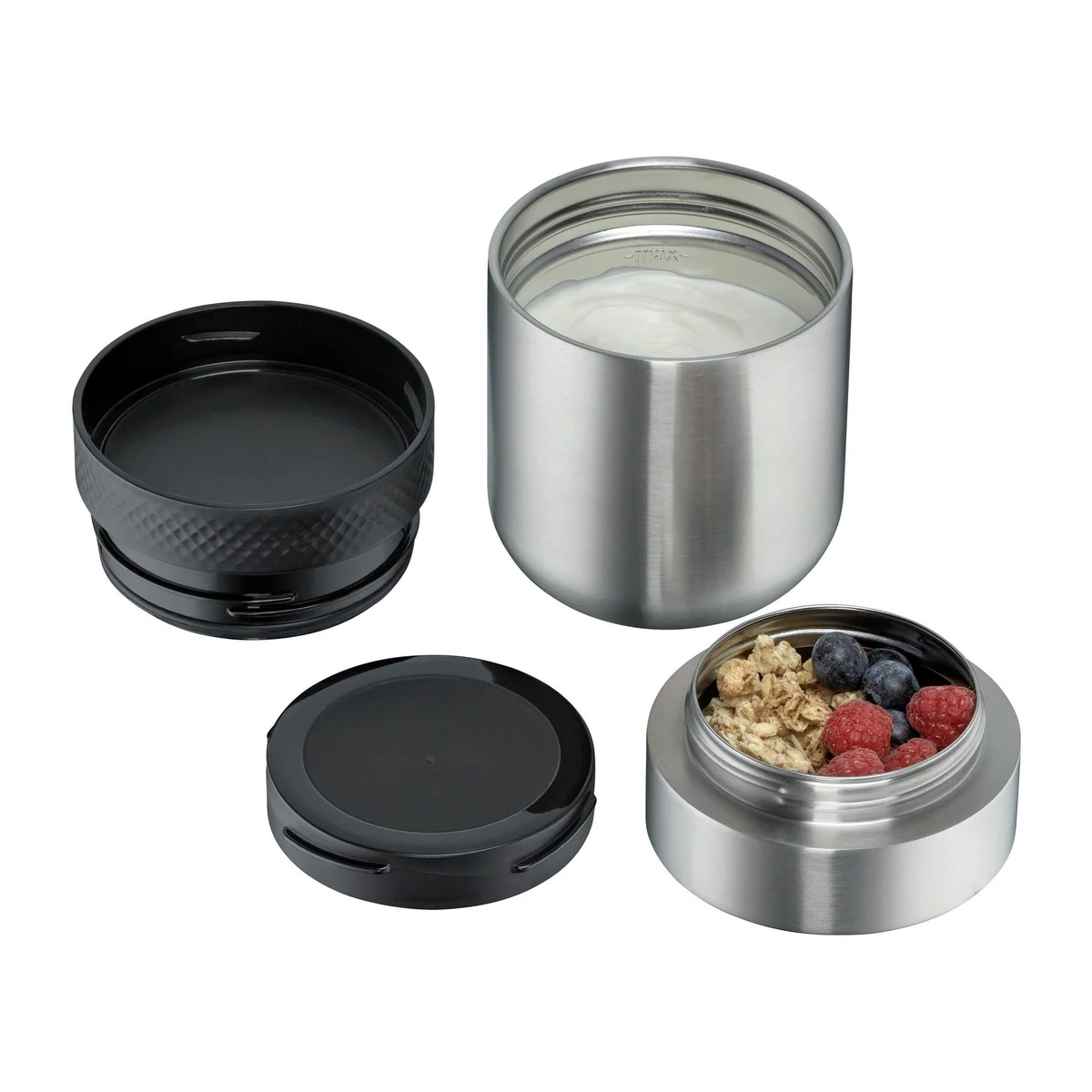 WMF My2Go Thermobehälter Set, Cromargan Edelstahl, 300 ml + 200 ml — isoliert, auslaufsicher, spülmaschinenfest 4