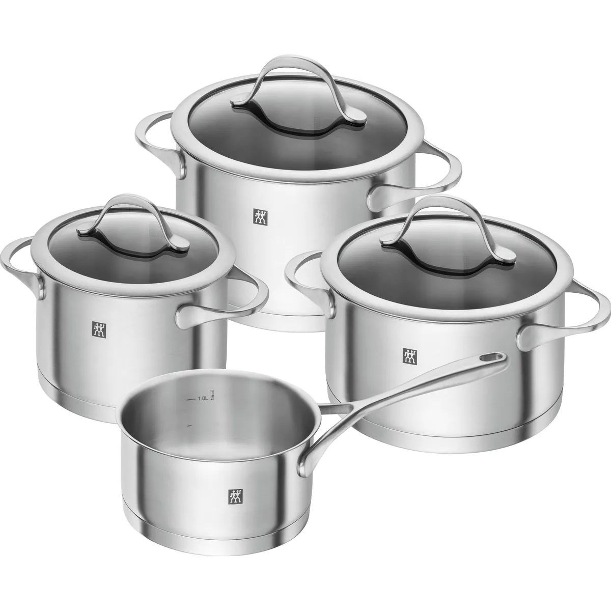 Zwilling Topf-Set Essence, Edelstahl 18/10, 7-teilig mit optimaler Wärmeverteilung