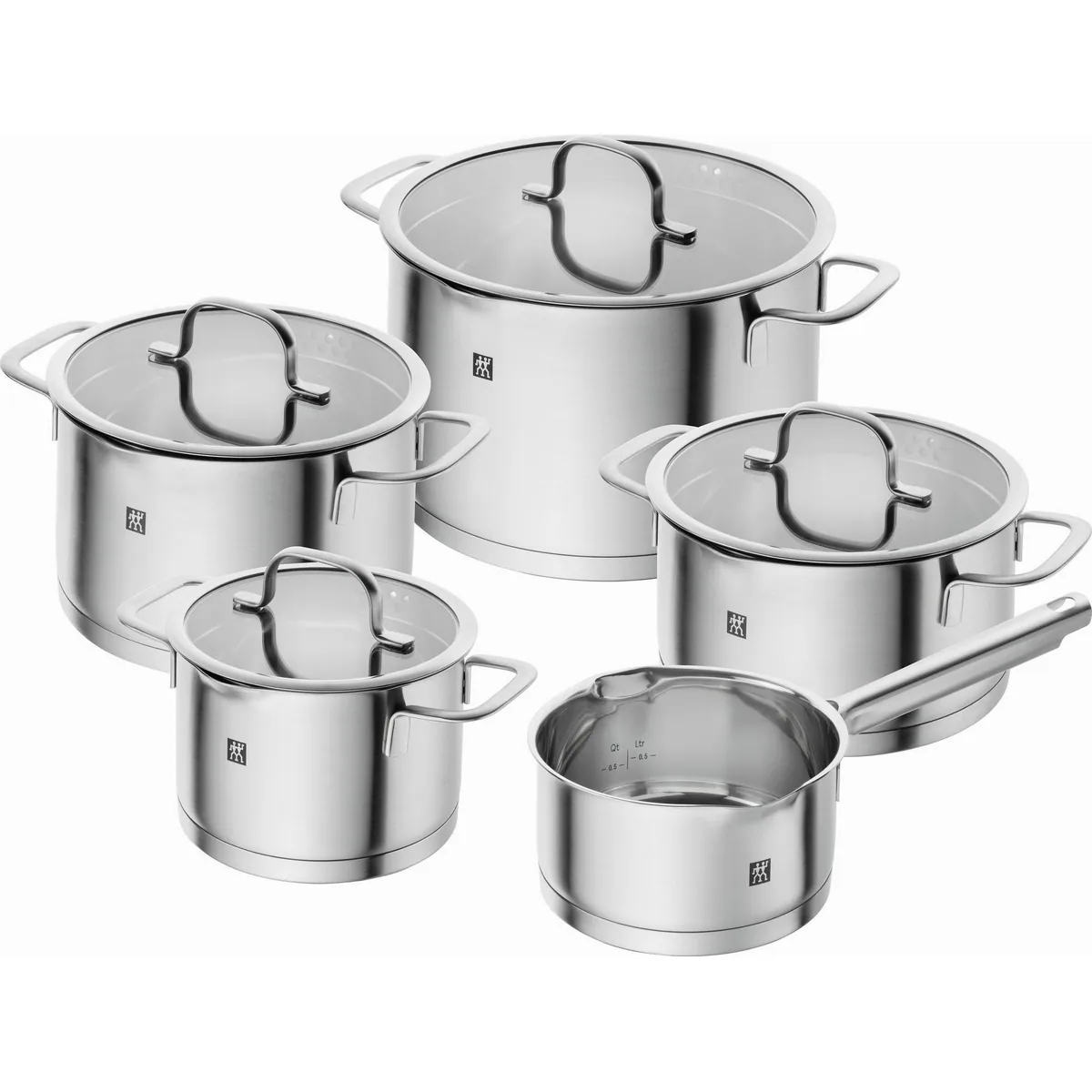 Zwilling Topf-Set TrueFlow, 5-teilig, Edelstahl 18/10, integrierte Siebfunktion